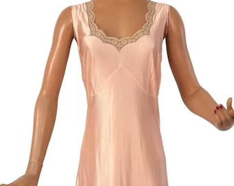 M/L | 1930s/40s Deadstock Blush Rayon Satin Slip Dress