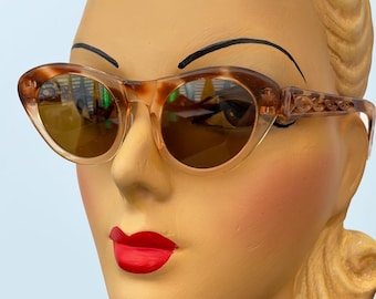 1950s Cat-Eye Sunglasses with Cut-Out Temples