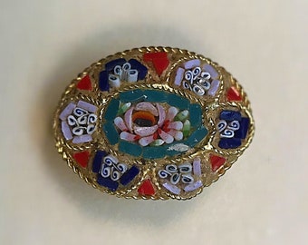 1950s/60s Italian Glass Micro Mosaic Brooch