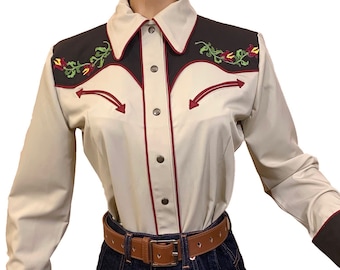 Blusa estilo western de los años 40, color marrón - Hecha a medida