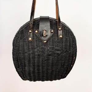 1950s/1960s Black Wicker Handbag