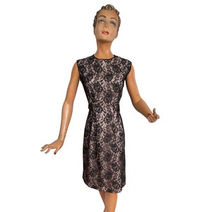 S | 1950s/60s Satin and Lace Sheath Dress