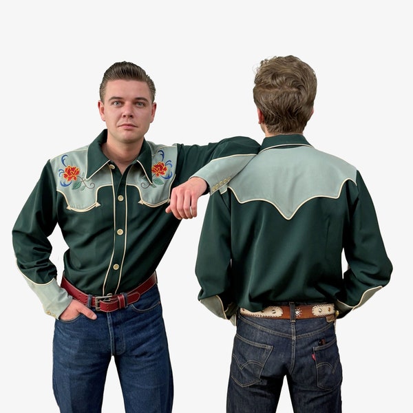 Lee - 1940s Style Men's Western Blouse Green - Made to Order