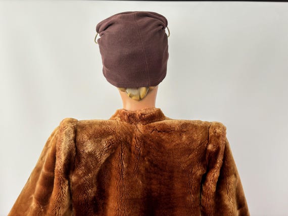 M | 1940s Bronze Mouton Fur Coat with Balloon Sleeves