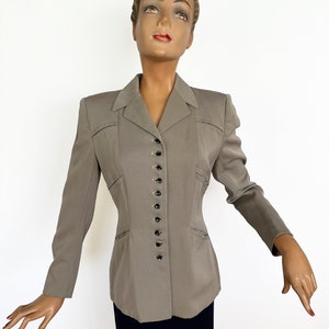 S/M | 1940s Fitted Gray Gabardine Wool Jacket