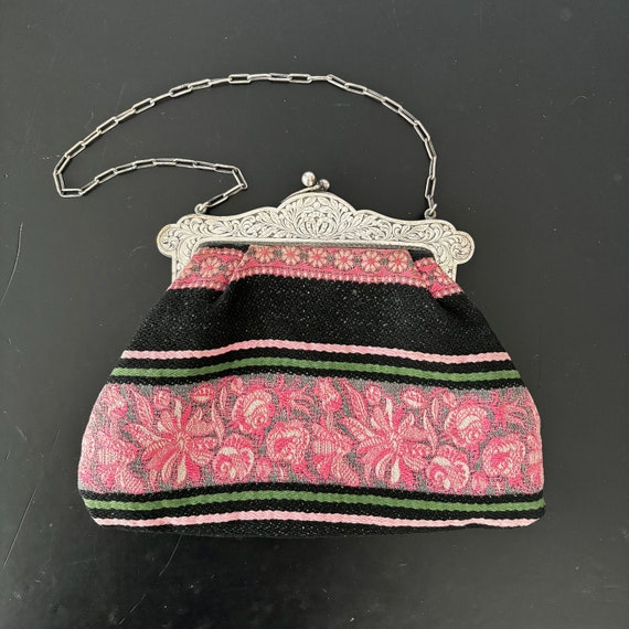 1920s/30s Pink and Green Embroidered Alpacca Purse - image 8