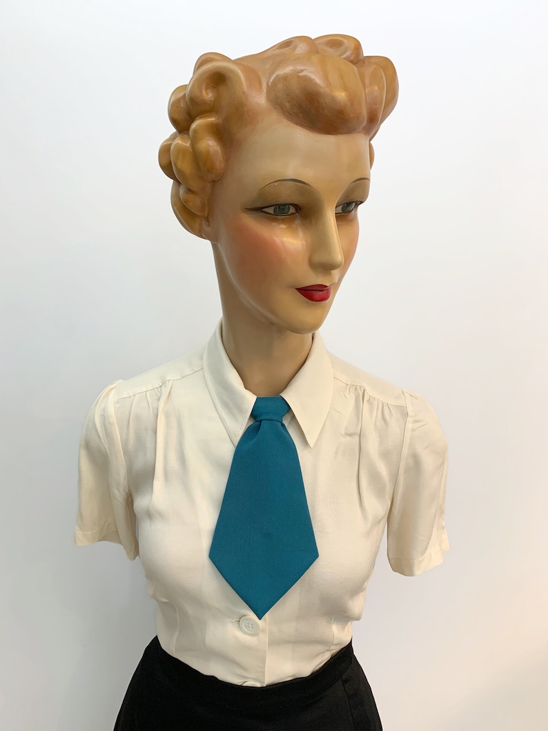 Krawatte im Stil der 1930er/1940er Jahre für Damen Teal