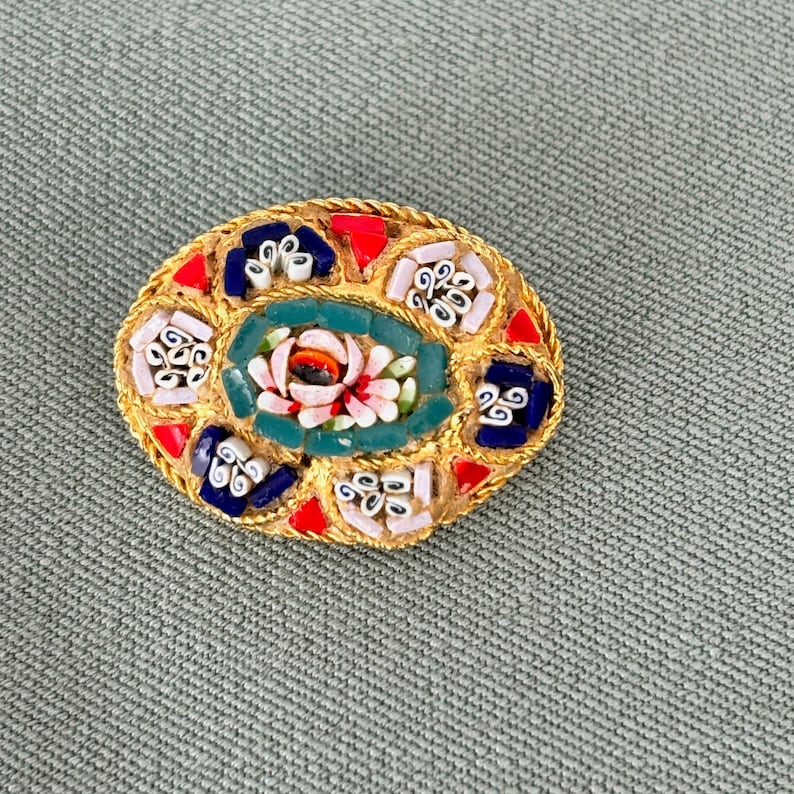 1950s/60s Italian Glass Micro Mosaic Brooch image 1