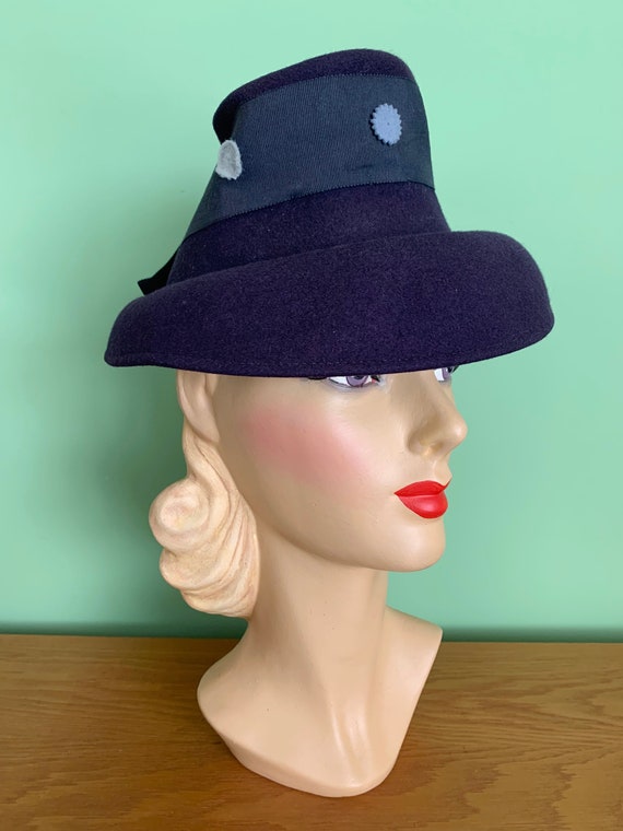 1940s Henry Pollak New York Creation Purple Hat - image 3