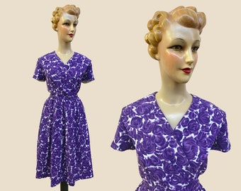 Vestido oscilante morado de los años 50 | Talla mediana