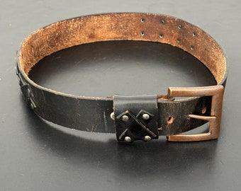 Vintage Black Leather Western Belt