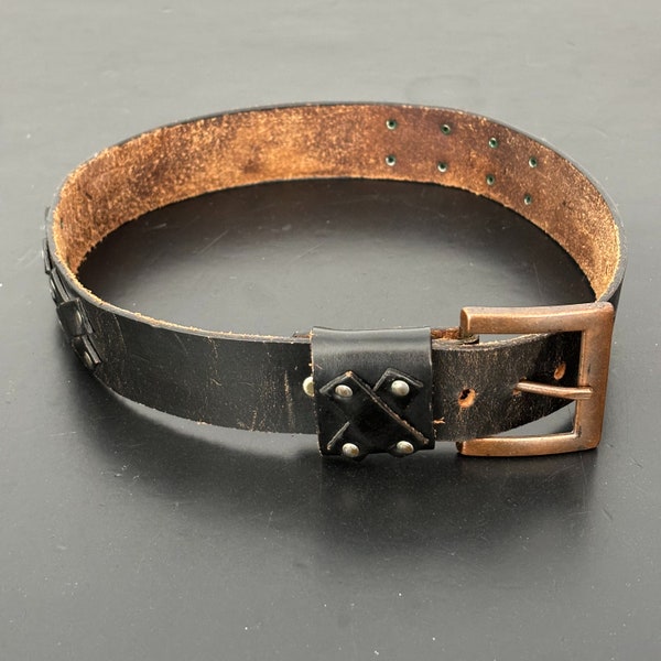 Vintage Black Leather Western Belt