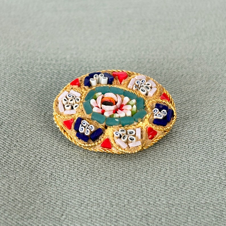 1950s/60s Italian Glass Micro Mosaic Brooch image 4