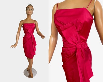 1950er Jahre Saks Fifth Avenue Hot Pink Satinkleid | Größe XS