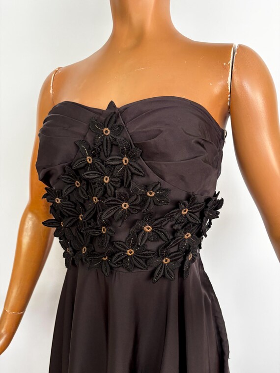S | 1950s Black Taffeta Strapless Cocktail Dress With Appliqu Flowers -  Etsy