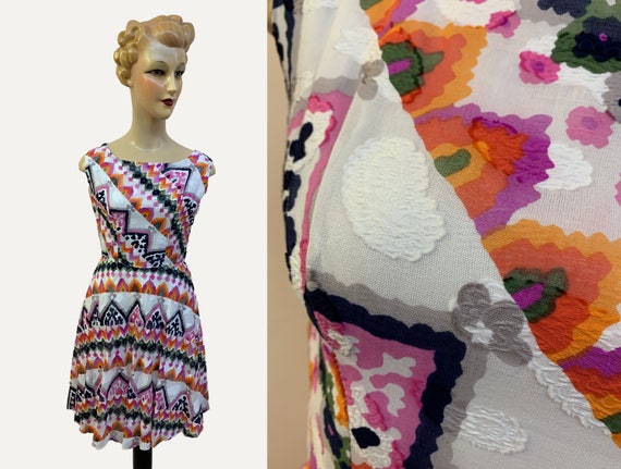 Colorful 1950's Handmade Swing Dress | Size Small