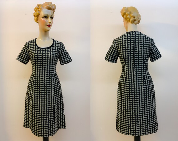 1960s Woven Wool Black and Cream Pencil Dress Size M/L - Etsy