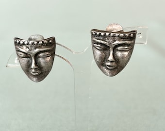 Mid-Century-Theater-Maske-Clip-Ohrringe