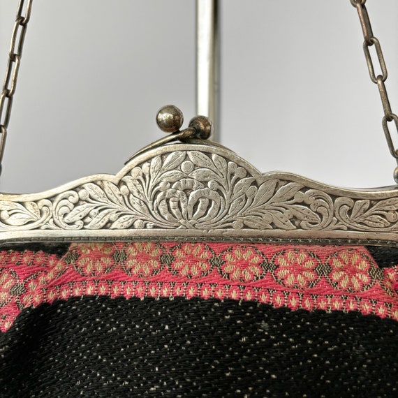 1920s/30s Pink and Green Embroidered Alpacca Purse - image 5