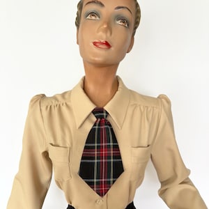1930s/40s Vintage-Style Women’s Tie – Handmade with Velcro Closure (More Colors Available)