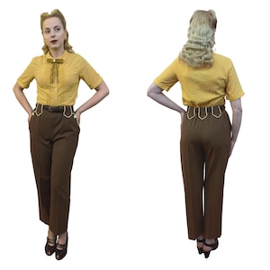 Vintage Wide Leg Pants & Beach Pajamas History     Lily-Mae Western Slacks Brown  AT vintagedancer.com