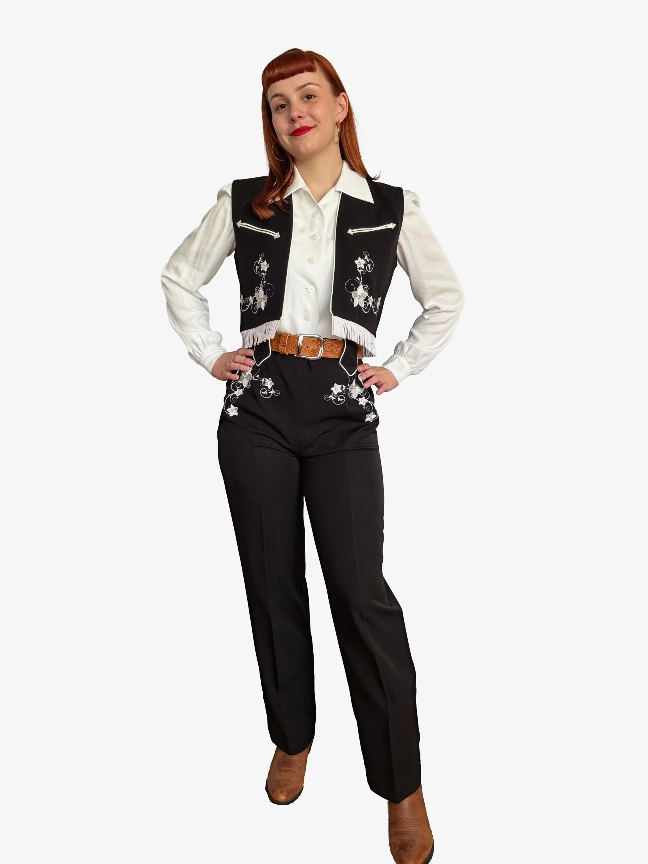 1940s Style Embroidered Western Slacks Black - Made to Order - Etsy