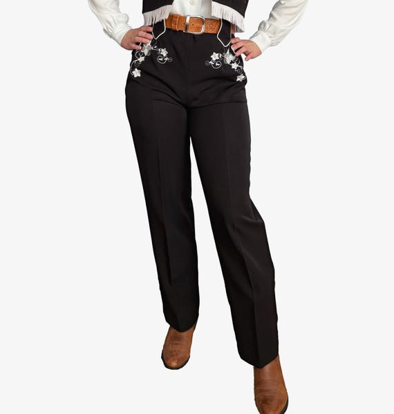 【AGE OLD】40s Style Work Trousers black 1940s Style Embroidered Western Slacks Black - Made to Order - Etsy