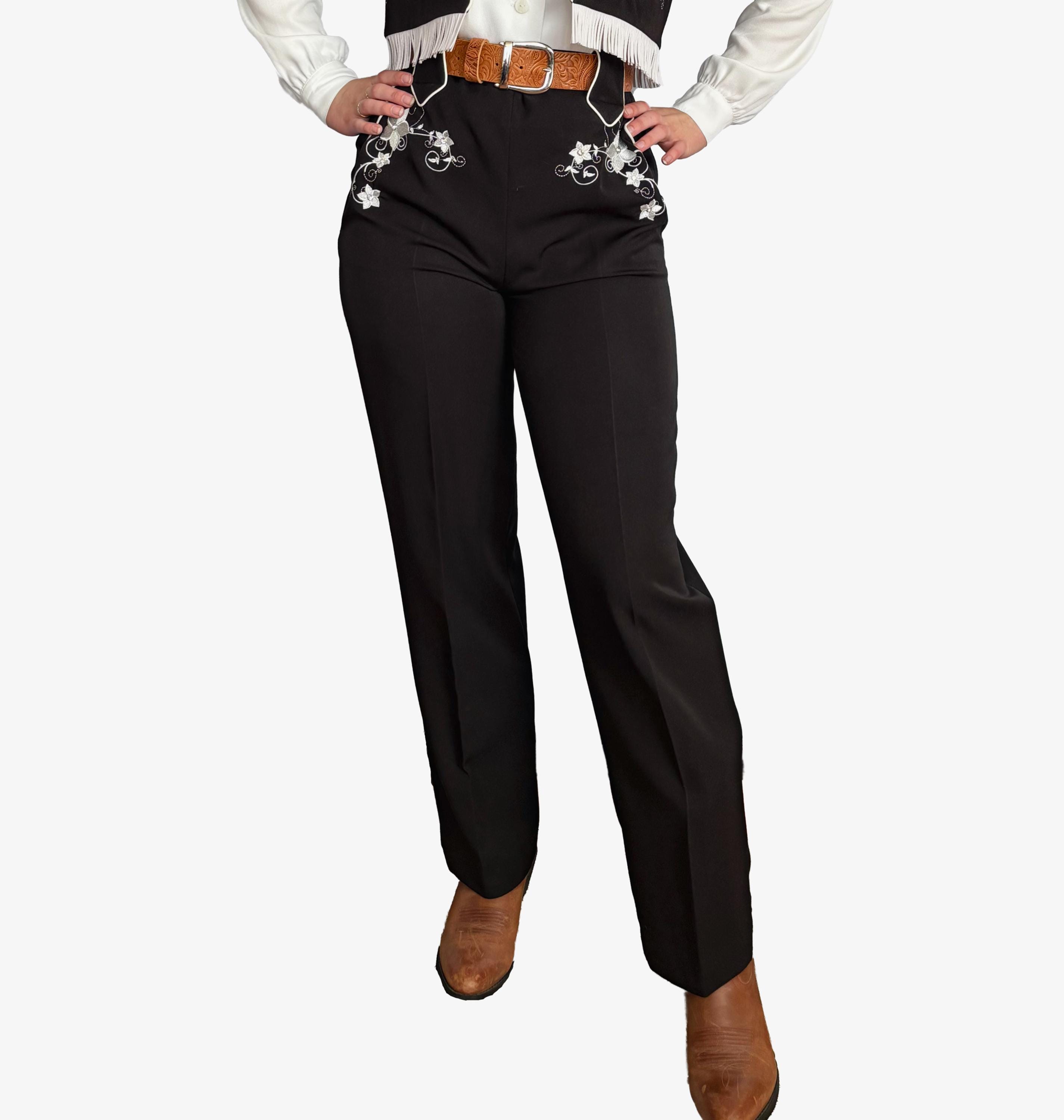 1940s Style Embroidered Western Slacks Black - Made to Order - Etsy