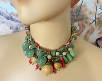 1940s Acorn and Leaves Necklace