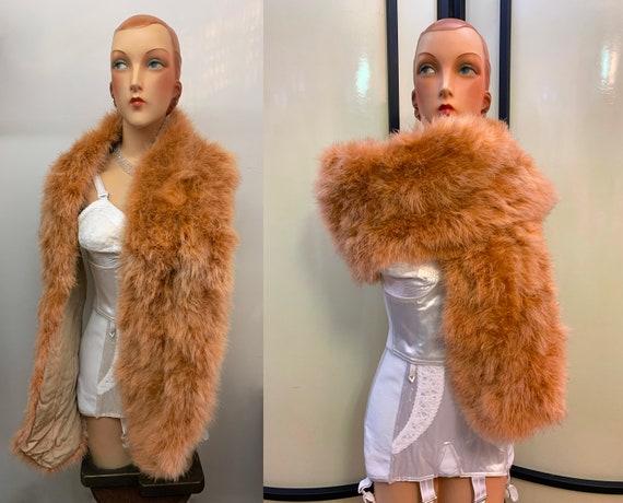 1930s 1940s Old Pink Champagne Marabou Feather Sto