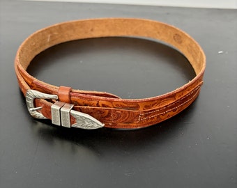 Vintage Levis Tooled Western Steerhide Leather Belt Size 30