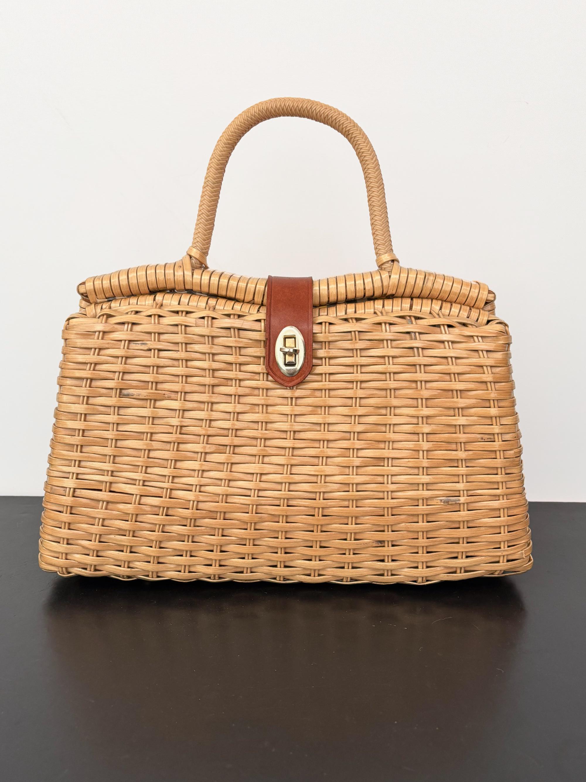 1960s Hong Kong Woven Plastic Handbag
