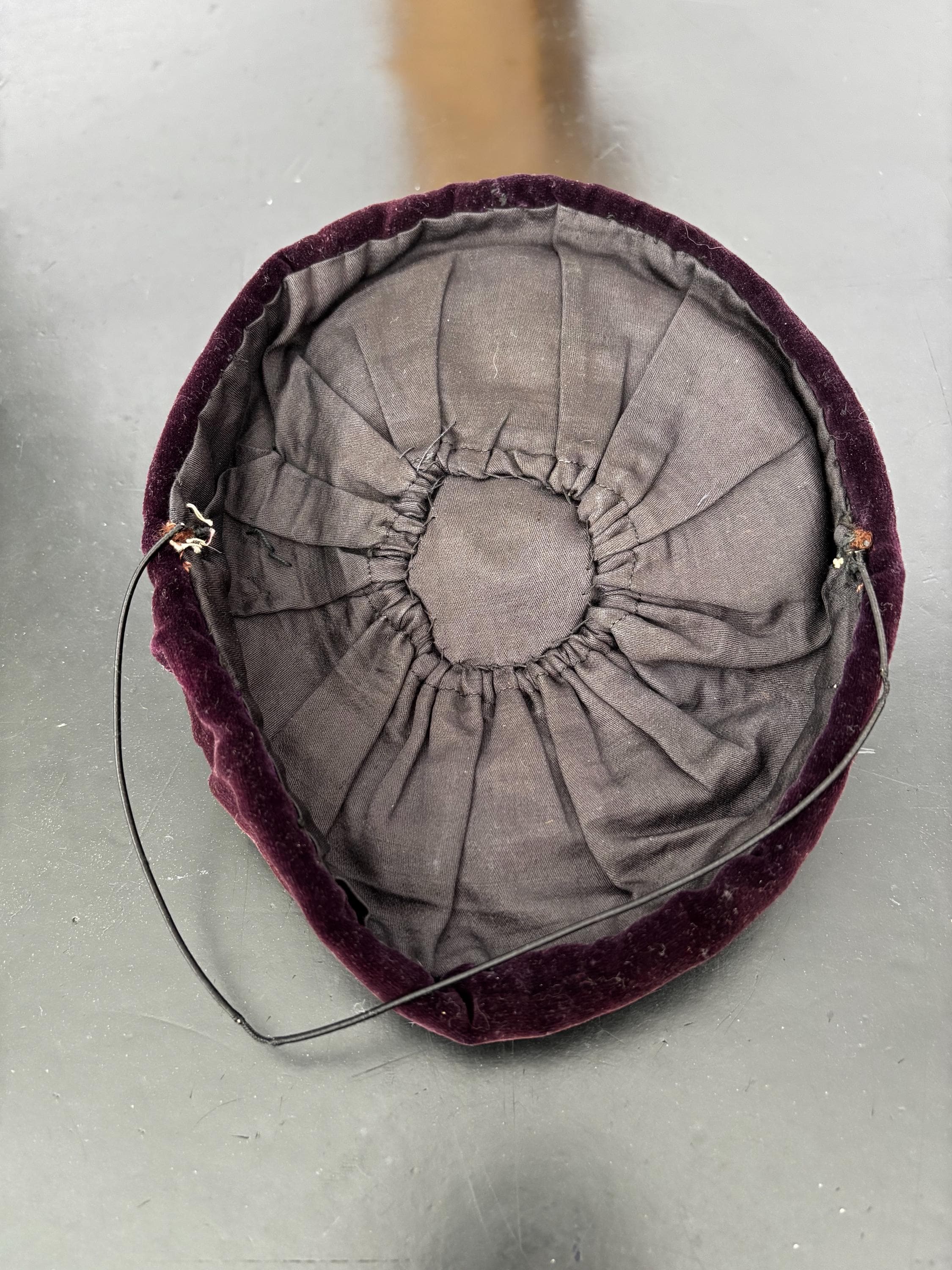 Wool and Velvet hat in chocolate brown velvet brown rose Women main image 2