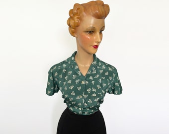 Vintage Fabric 1940s Style Blouse | Size S/M