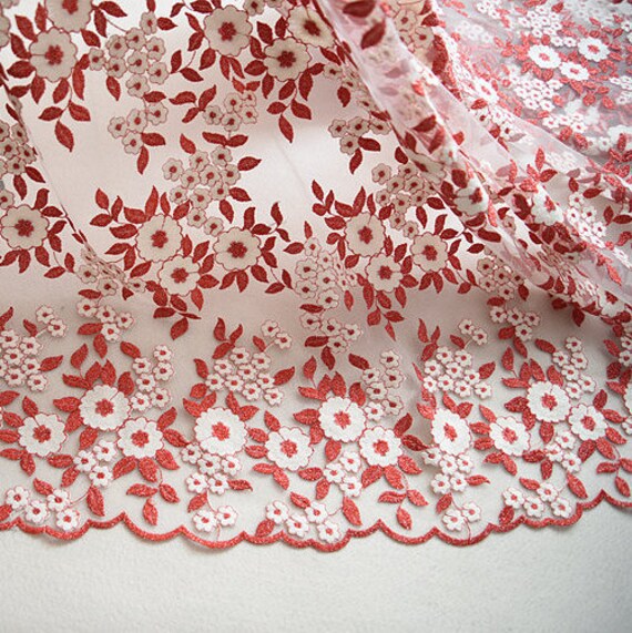 Tissu rouge fleur mouture mariage fleur broderie dentelle gaze mariage mouture dentelle élégant 53 pouces de largeur pour robe robe vendu par yard 362c47 Tissu rouge fleur mouture mariage fleur broderie dentelle gaze mariage mouture dentelle élégant 53 pouces de largeur pour robe robe vendu par yard 362c47