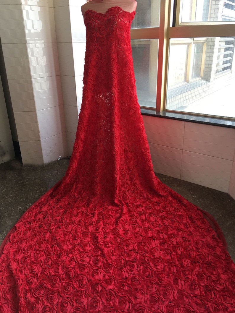 3d rose lace fabric