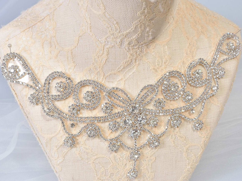 Round Beaded Motif Diamante Bridal Dress Trimming Crystal Wedding Applique 4 pcs