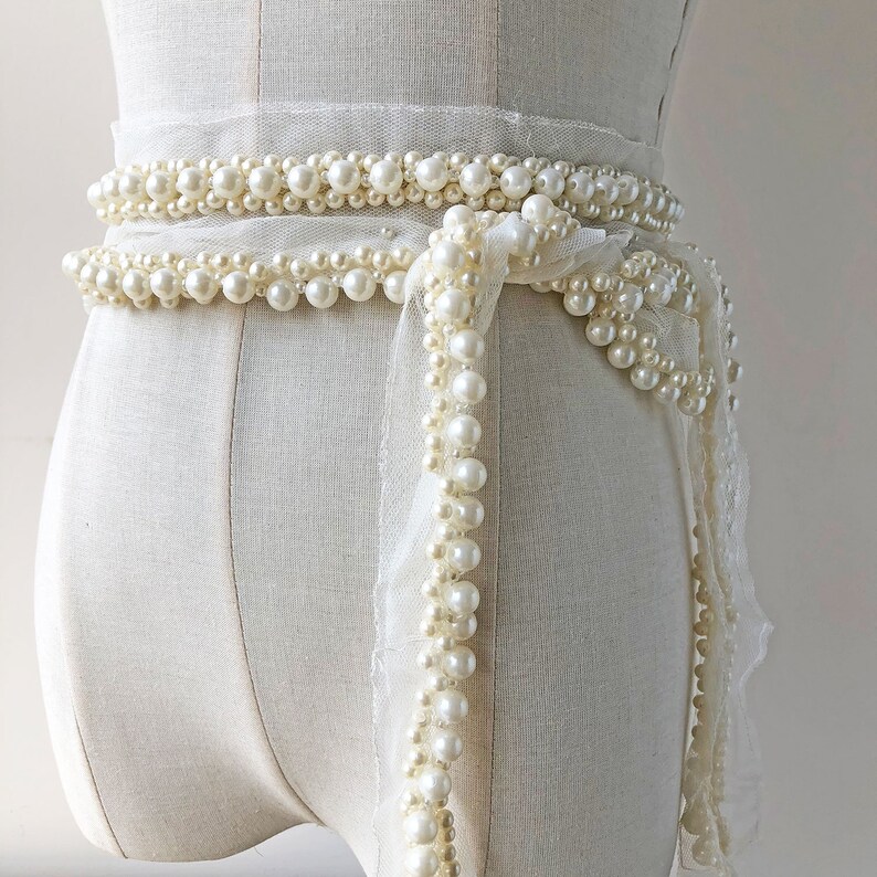 Cintura da sposa abito da sposa cintura Pizzo Perle Perline di Vetro paillettes Ivory