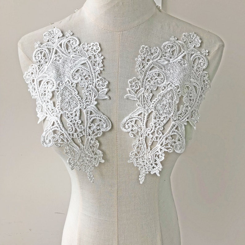 bridal wedding bolero lace motif By piece White floral cotton lace applique 