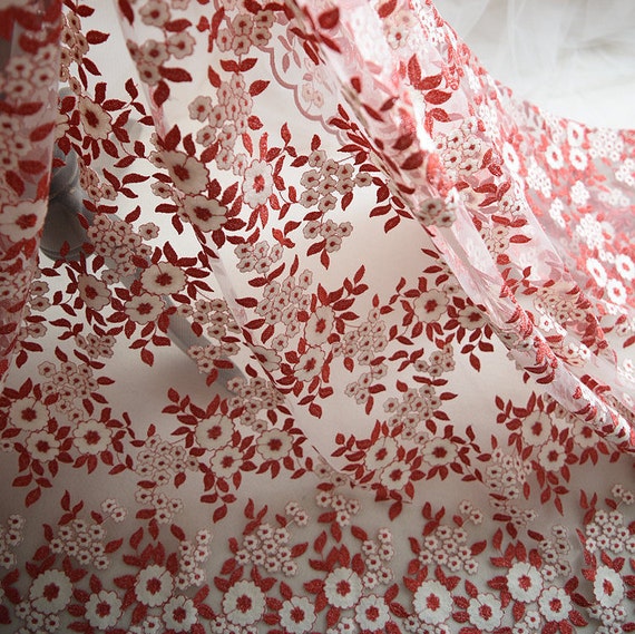 Tissu rouge fleur mouture mariage fleur broderie dentelle gaze mariage mouture dentelle élégant 53 pouces de largeur pour robe robe vendu par yard 362c47 Tissu rouge fleur mouture mariage fleur broderie dentelle gaze mariage mouture dentelle élégant 53 pouces de largeur pour robe robe vendu par yard 362c47
