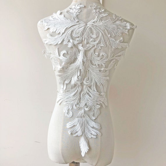 11 cm or blanc//brodé Ivoire Guipure Dentelle Mariée Mariage robe de bal Trim