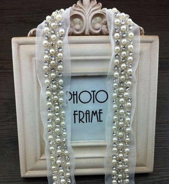 1 Yard Gewebe Perle Perlen Band Nähen Trim Chain Verschönerung für DIY