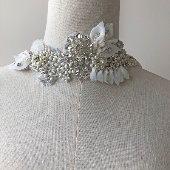 Rhinestone Crystal Motif Diamante Applique Diy Wedding Sash Etsy