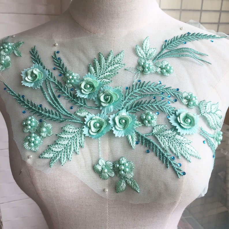 Embroidery Necklace Lace Applique Guipure Evening Dancing Dress Blossom DIY Trim