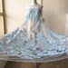 Blue Lace Mesh Beaded Lace Fabric Flower Corded Embroideried Lace Sewing Supplies Bling Gauze Dress Craft Making,51'' width 1/2 Meter