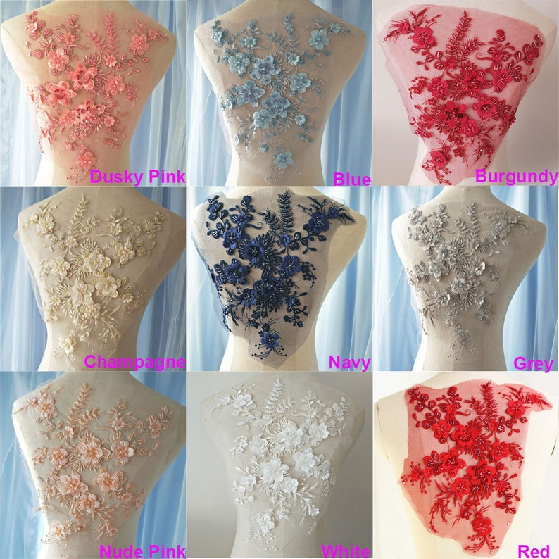 Embellishments Finishes 9 Colors 3d Flower Embroidery Beaded