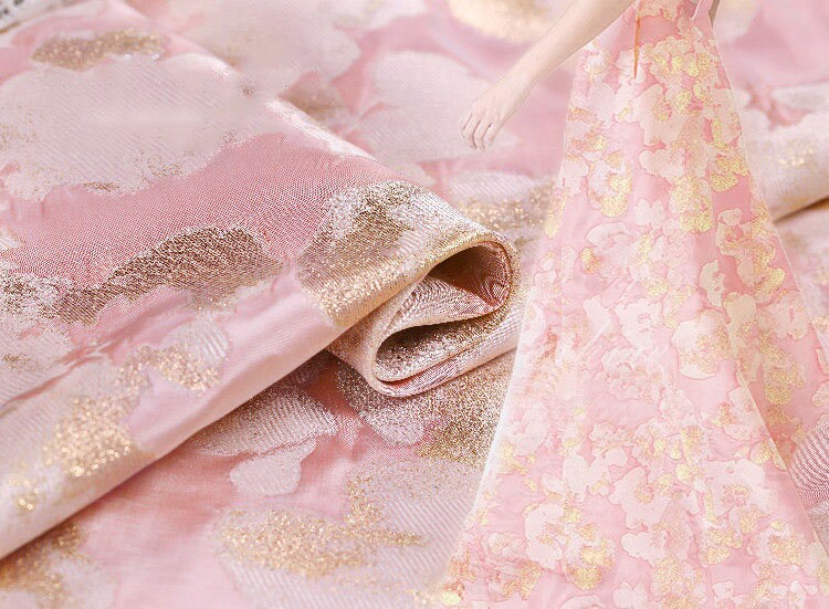 Luxury Pink Fashionista Jacquard Fabric 57 Width Gold Etsy