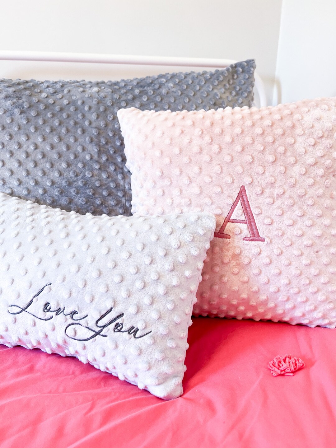 Personalized Minky Pillowcase, Toddler Pillow, Soft Textured Minky Dot