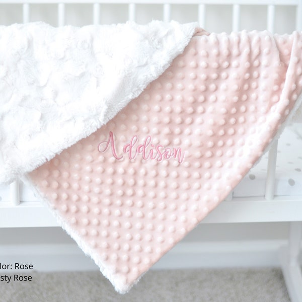 White Minky Baby Blanket, Neutral Super Soft Blanket, Personalized Newborn Blanket with name, Girl Hospital Blanket, Plush Newborn Blanket