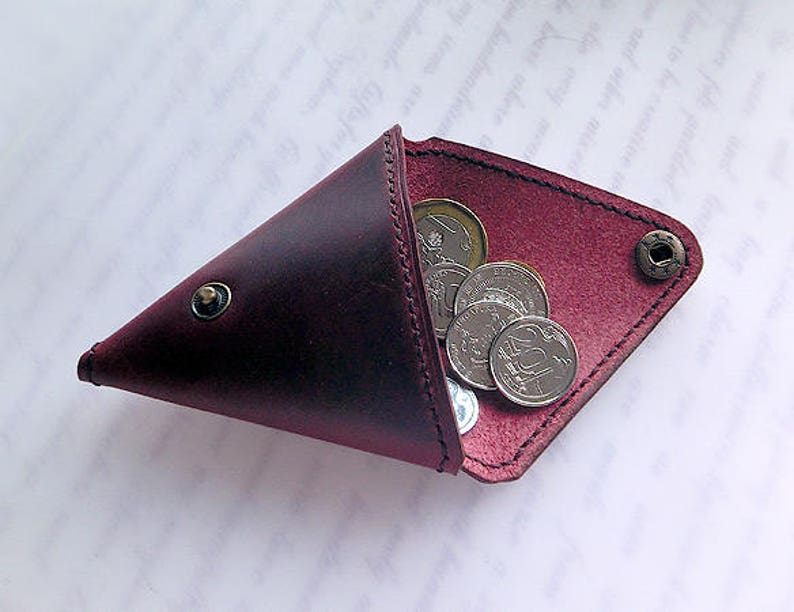 Triangular Crazy Horse Genuine Leather Coins Purse Unisex